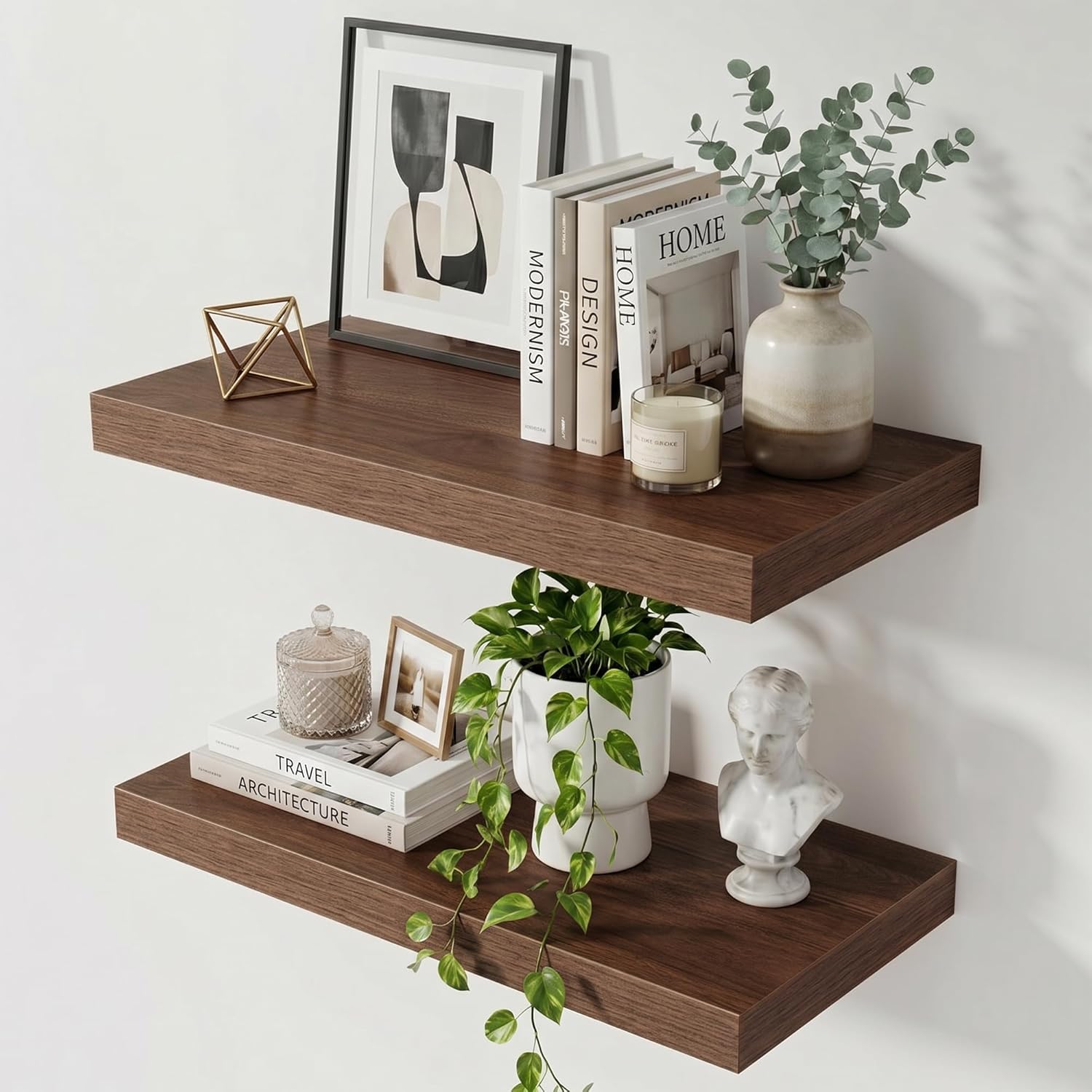 12" Deep Floating Shelf Set of 2 with Invisible Brackets.