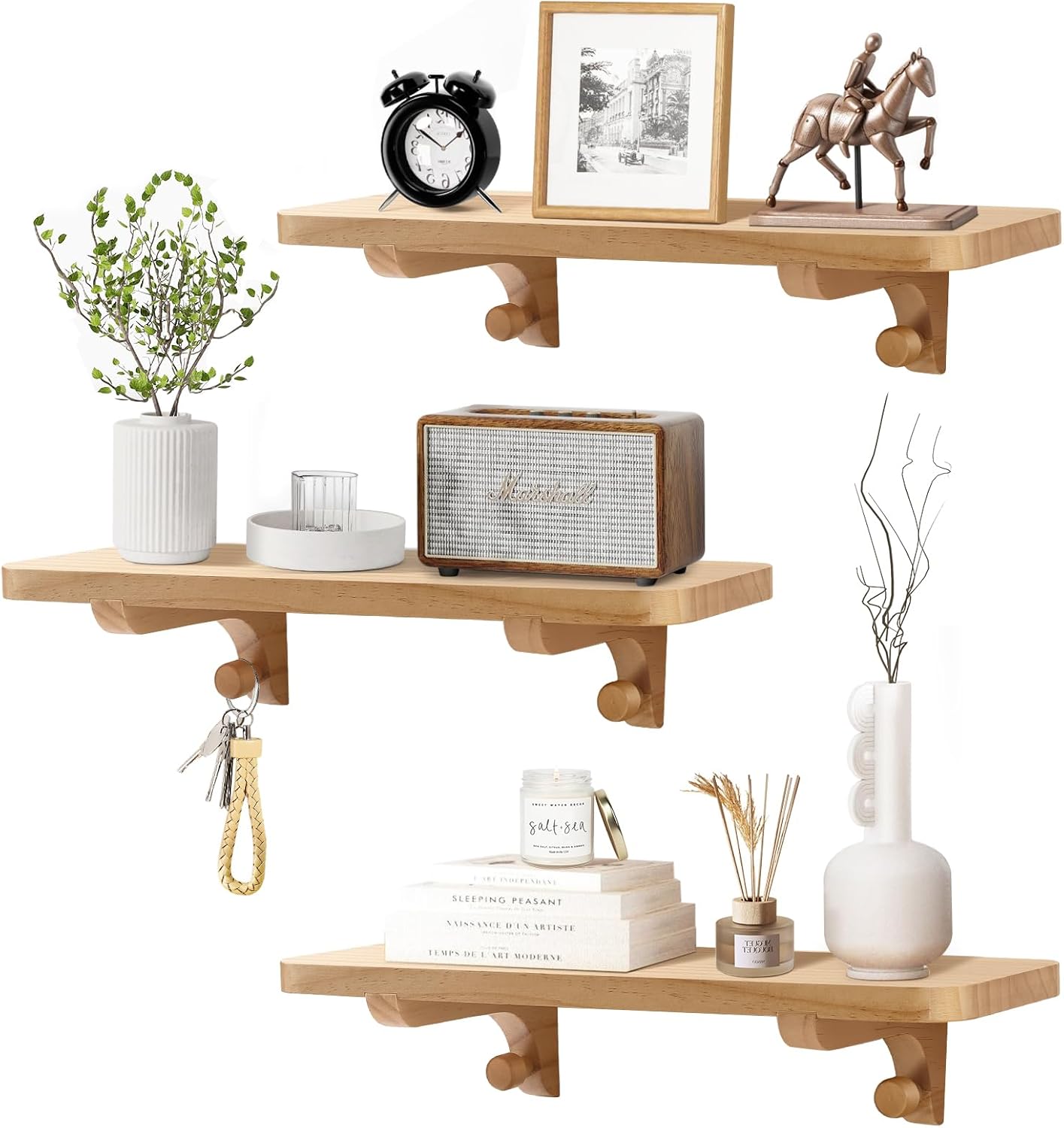 15.7" W x 6" D x 0.6" H Large Wall Shelves