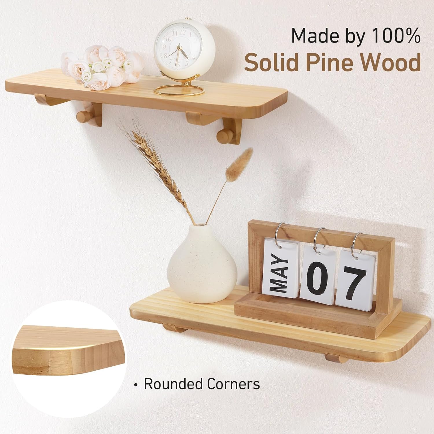 15.7" W x 6" D x 0.6" H Large Wall Shelves