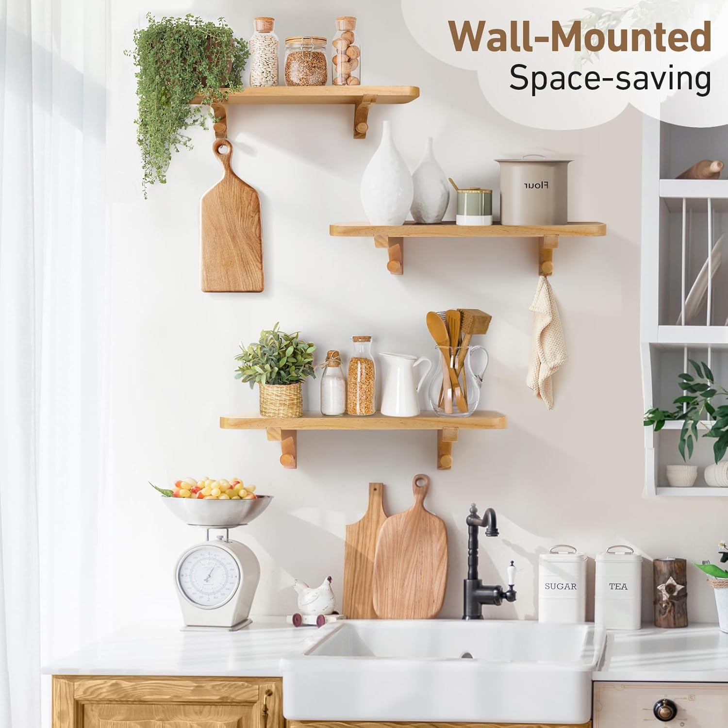 15.7" W x 6" D x 0.6" H Large Wall Shelves