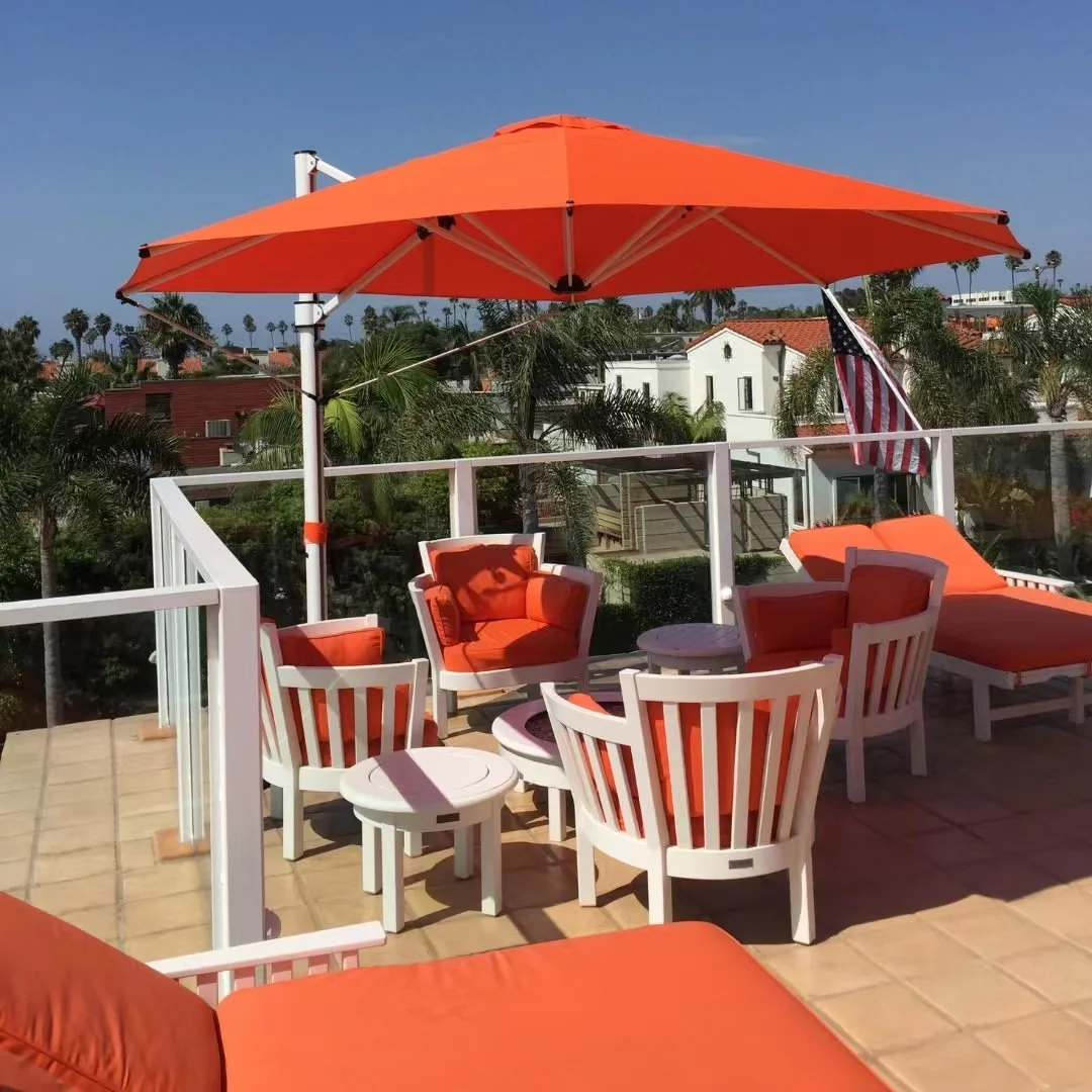 Custom 15 ft Outdoor Umbrella with LED Lights Manual Control for Restaurant Tables and Party Occasions