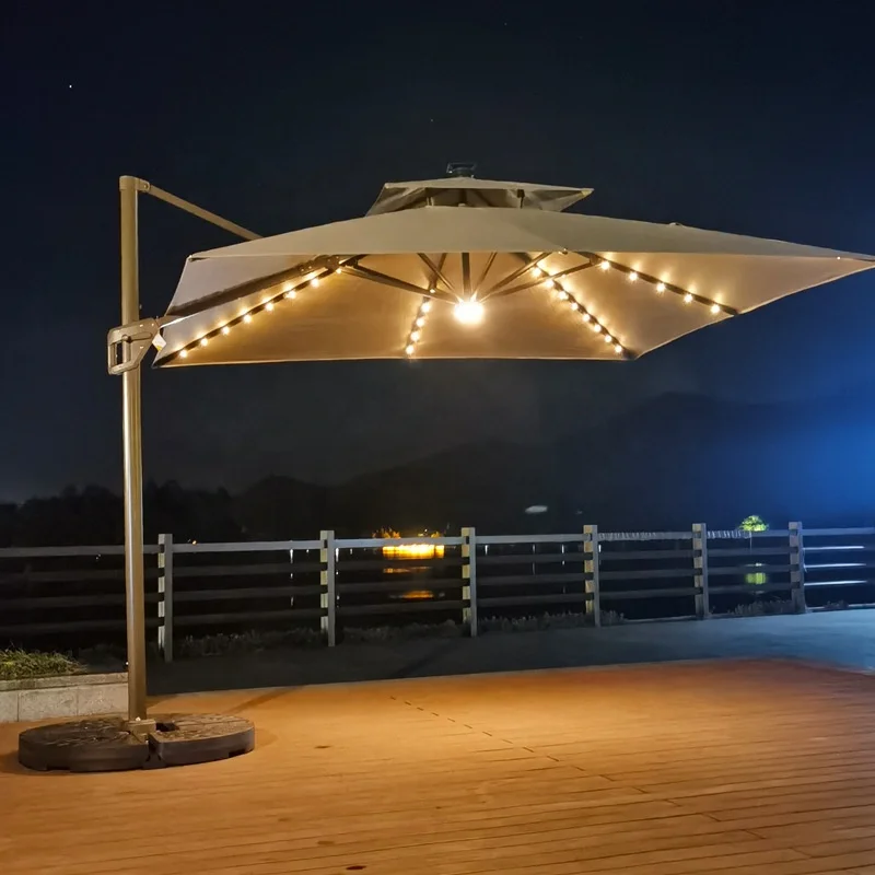 Aluminum New Deign Outdoor Sun LED Light Patio Roma Parasol Roman Umbrella for Garden Shading Patio Umbrella Outdoor