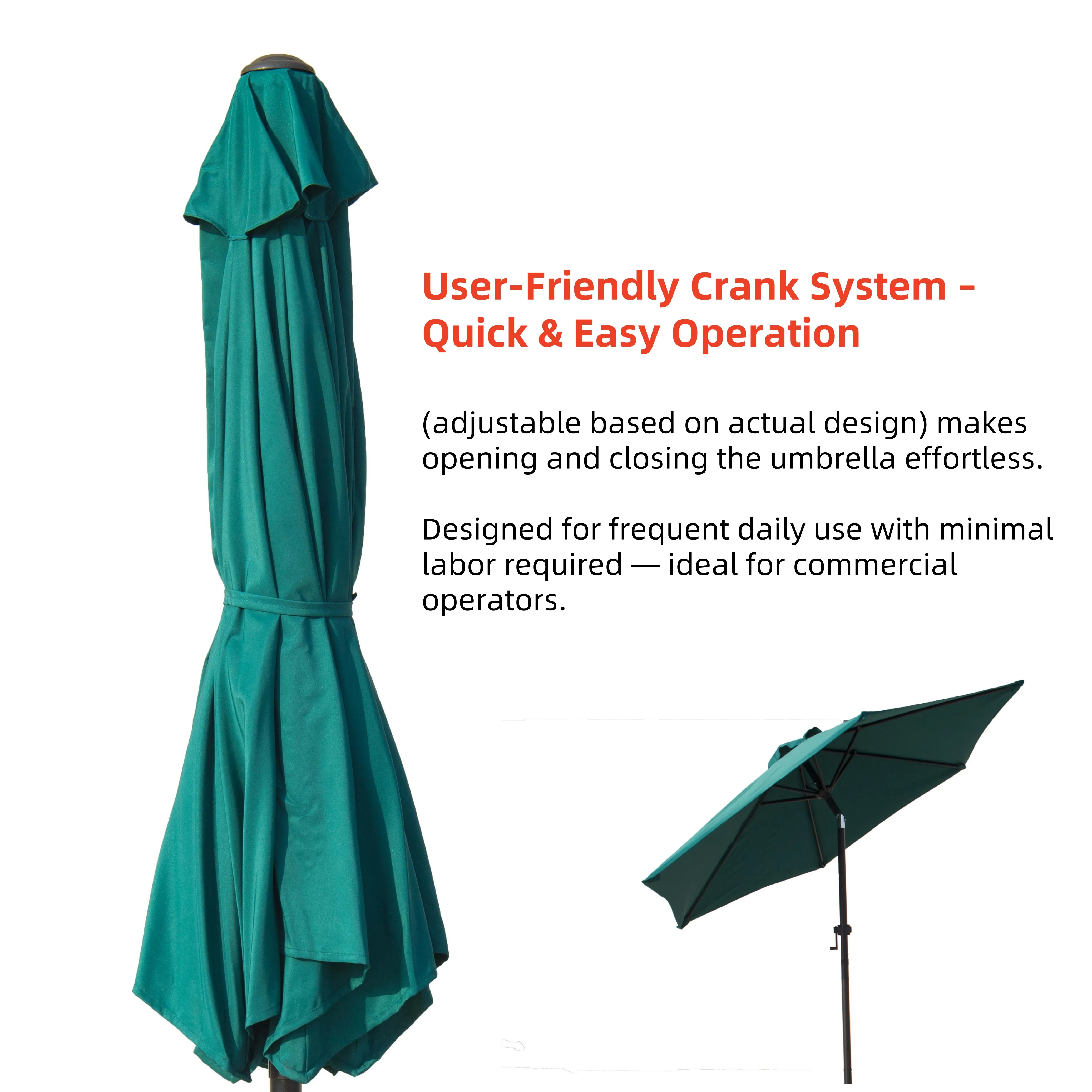 Minimalist Foldable Waterproof Outdoor Furniture 2.3m Balcony Patio Solar LED Umbrella 18 LED Lights 1W Solar Panel Crank Hotel