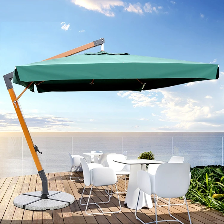 Factory price Garden Umbrella 10 ft Solar LED Patio Cantilever Offset Umbrella with 360 Degree Rotation