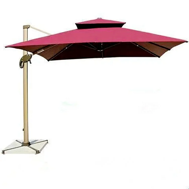 Factory price Garden Umbrella 10 ft Solar LED Patio Cantilever Offset Umbrella with 360 Degree Rotation