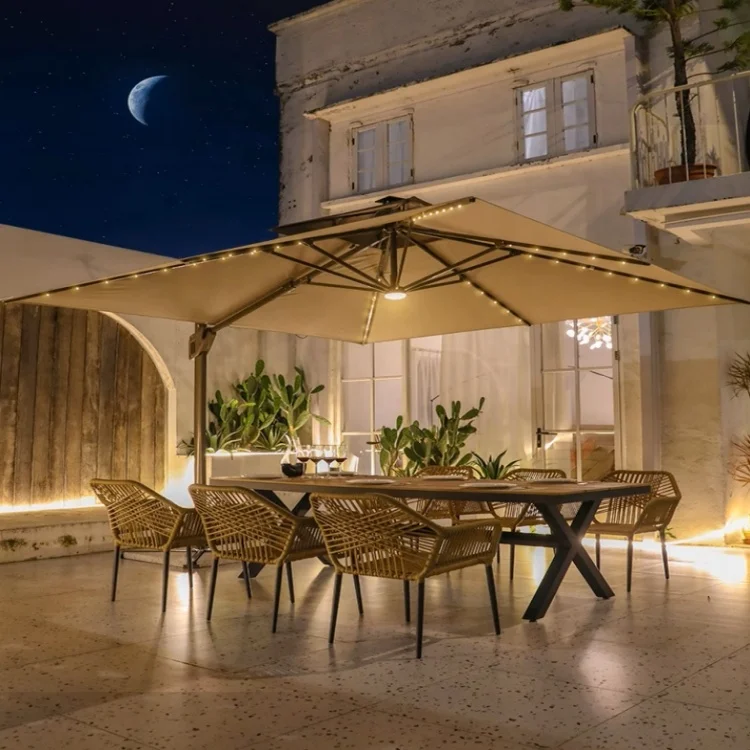 Aluminum New Deign Outdoor Sun LED Light Patio Roma Parasol Roman Umbrella for Garden Shading Patio Umbrella Outdoor