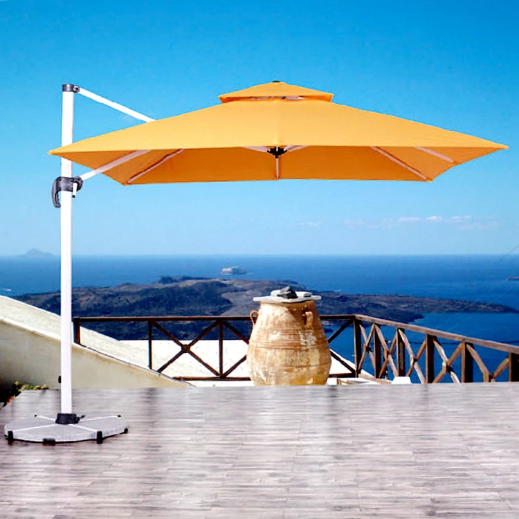 Factory price Garden Umbrella 10 ft Solar LED Patio Cantilever Offset Umbrella with 360 Degree Rotation