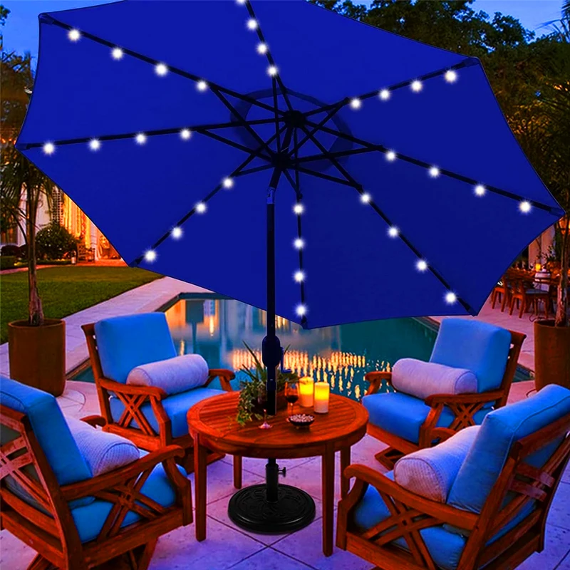 Custom 15 ft Outdoor Umbrella with LED Lights Manual Control for Restaurant Tables and Party Occasions