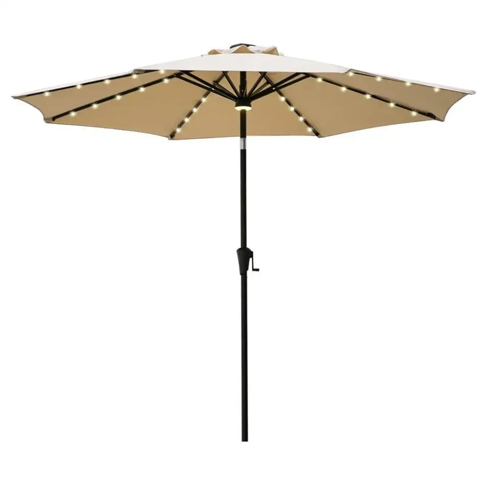 Wholesale Custom Logo Large Size Garden Umbrella Outdoor Parasols with Light for Patio Cafe Beach
