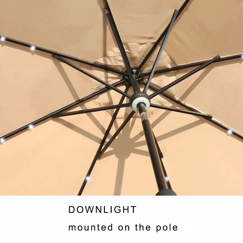 Wholesale Custom Logo Large Size Garden Umbrella Outdoor Parasols with Light for Patio Cafe Beach