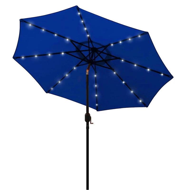Custom 15 ft Outdoor Umbrella with LED Lights Manual Control for Restaurant Tables and Party Occasions