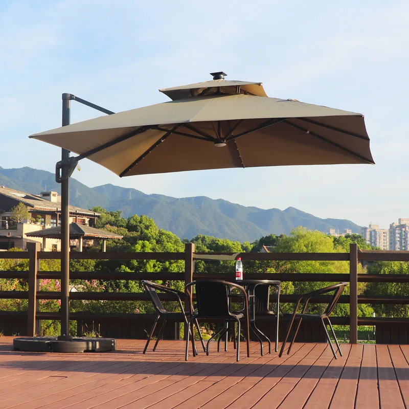 Aluminum New Deign Outdoor Sun LED Light Patio Roma Parasol Roman Umbrella for Garden Shading Patio Umbrella Outdoor