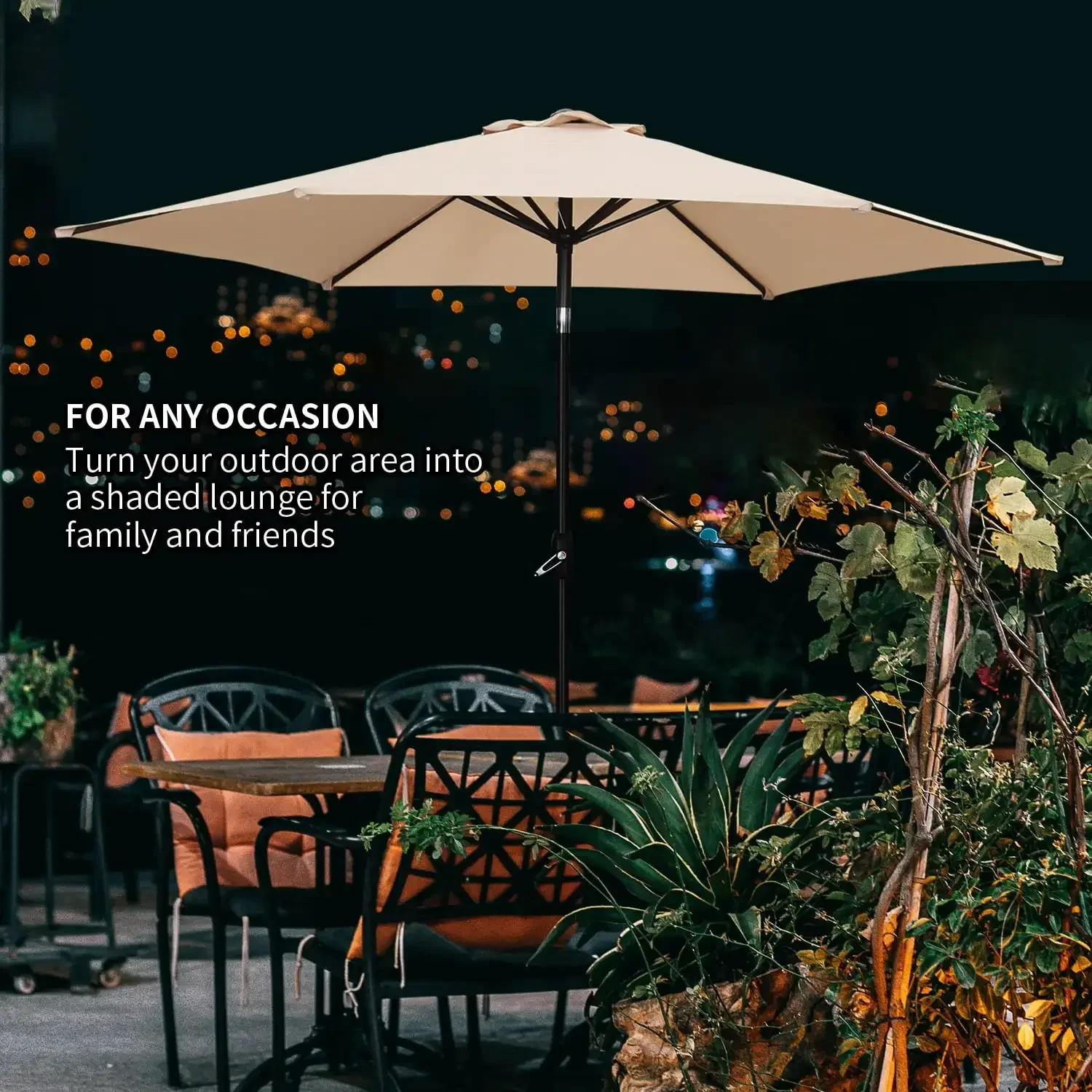 Minimalist Foldable Waterproof Outdoor Furniture 2.3m Balcony Patio Solar LED Umbrella 18 LED Lights 1W Solar Panel Crank Hotel