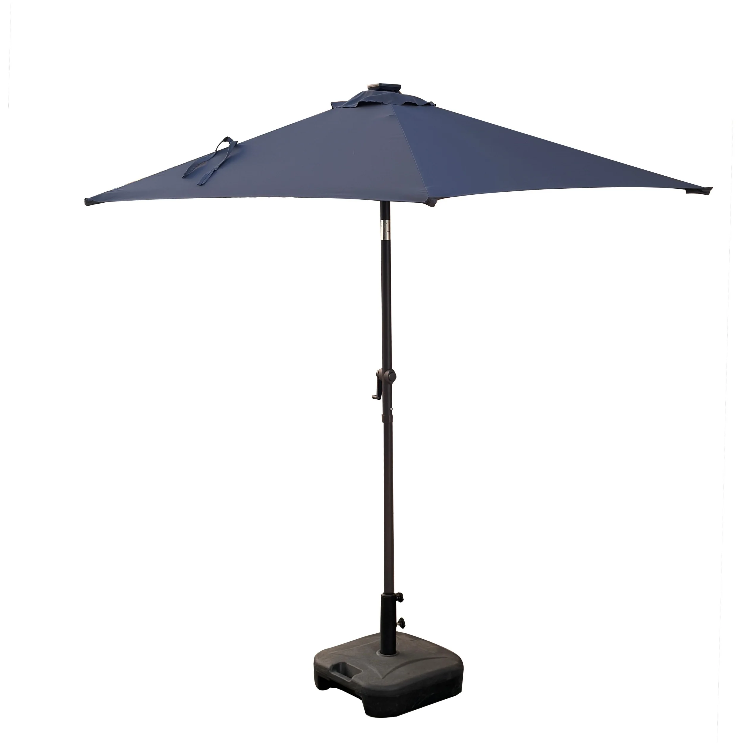 Minimalist Foldable Waterproof Outdoor Furniture 2.3m Balcony Patio Solar LED Umbrella 18 LED Lights 1W Solar Panel Crank Hotel