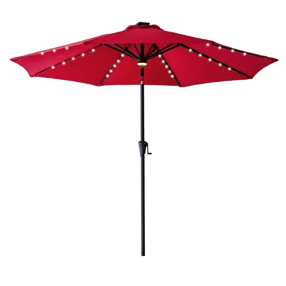 Wholesale Custom Logo Large Size Garden Umbrella Outdoor Parasols with Light for Patio Cafe Beach