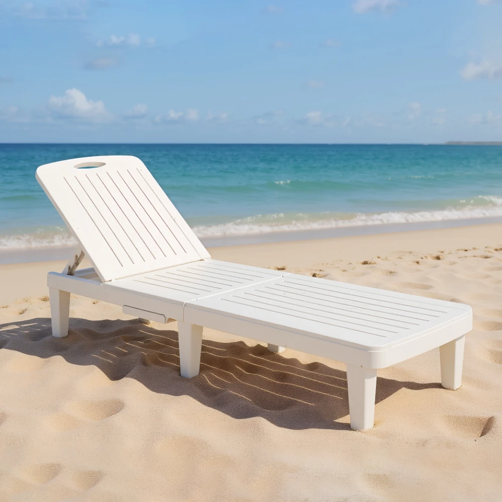 Multipurpose Folding Plastic Sun Lounger - Garden Poolside Beach Outdoor Chair