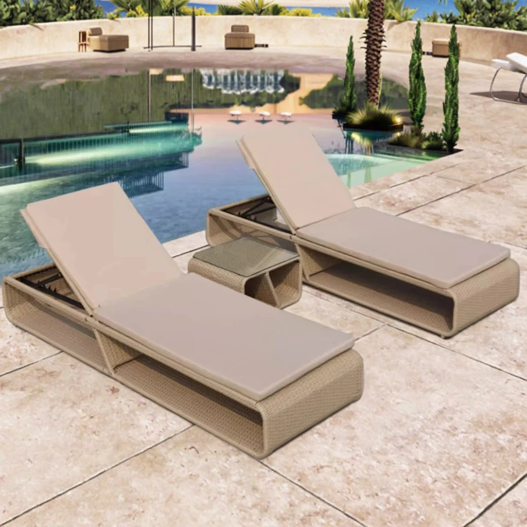 Adjustable Outdoor Camping Chair  Sunlounger Bed Beach Chair for Hotel Garden