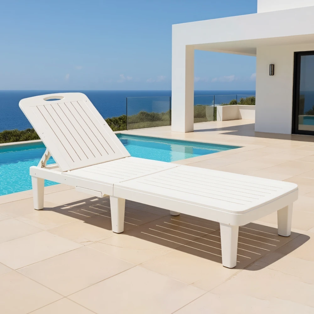 Multipurpose Folding Plastic Sun Lounger - Garden Poolside Beach Outdoor Chair