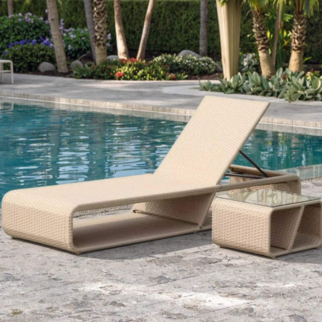 Adjustable Outdoor Camping Chair  Sunlounger Bed Beach Chair for Hotel Garden