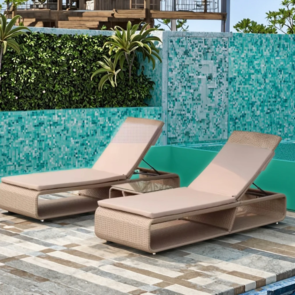 Adjustable Outdoor Camping Chair  Sunlounger Bed Beach Chair for Hotel Garden