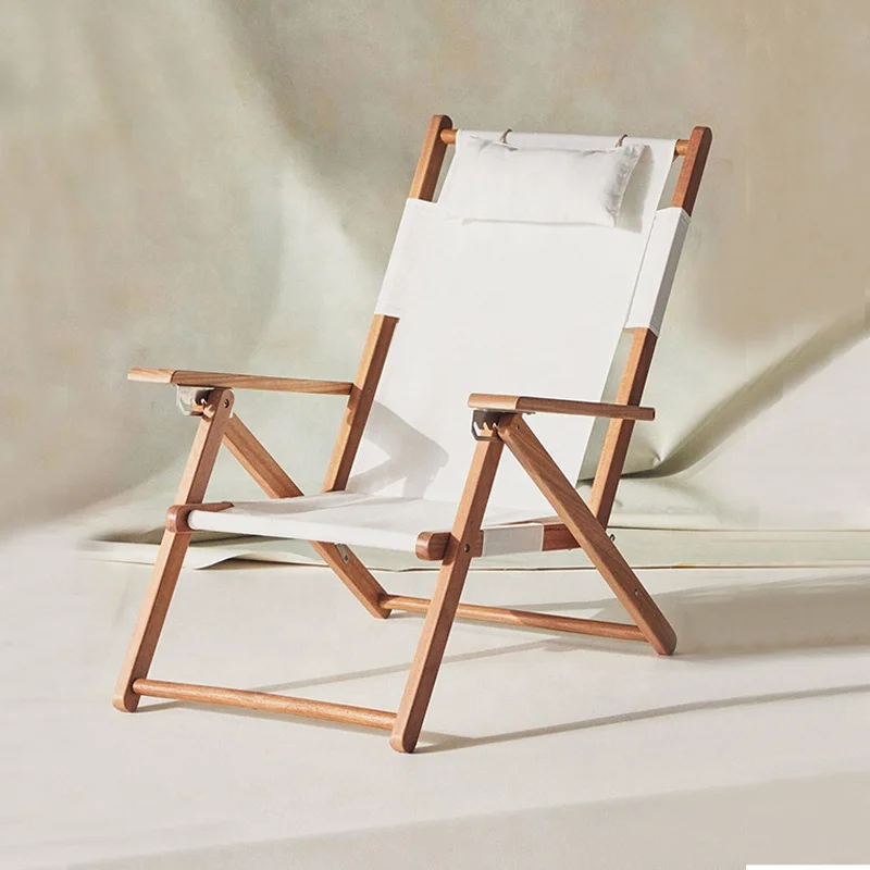 Custom Single Outdoor Adjustable Position Deck Chairs Swimming Pool Camping Portable Lounge Beach Chairs With Pillow