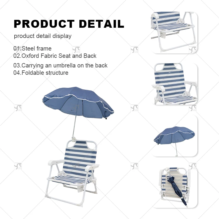 Low Seat Portable Lightweight Children Umbrella Beach Chair Outdoor Sun Lounge for Fishing Camping Beach Activities Foldable