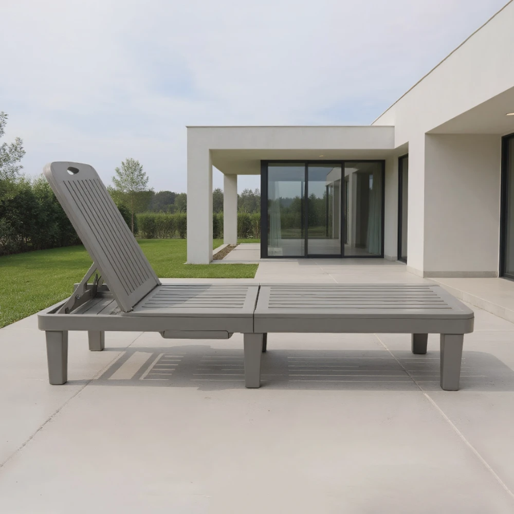 Multipurpose Folding Plastic Sun Lounger - Garden Poolside Beach Outdoor Chair