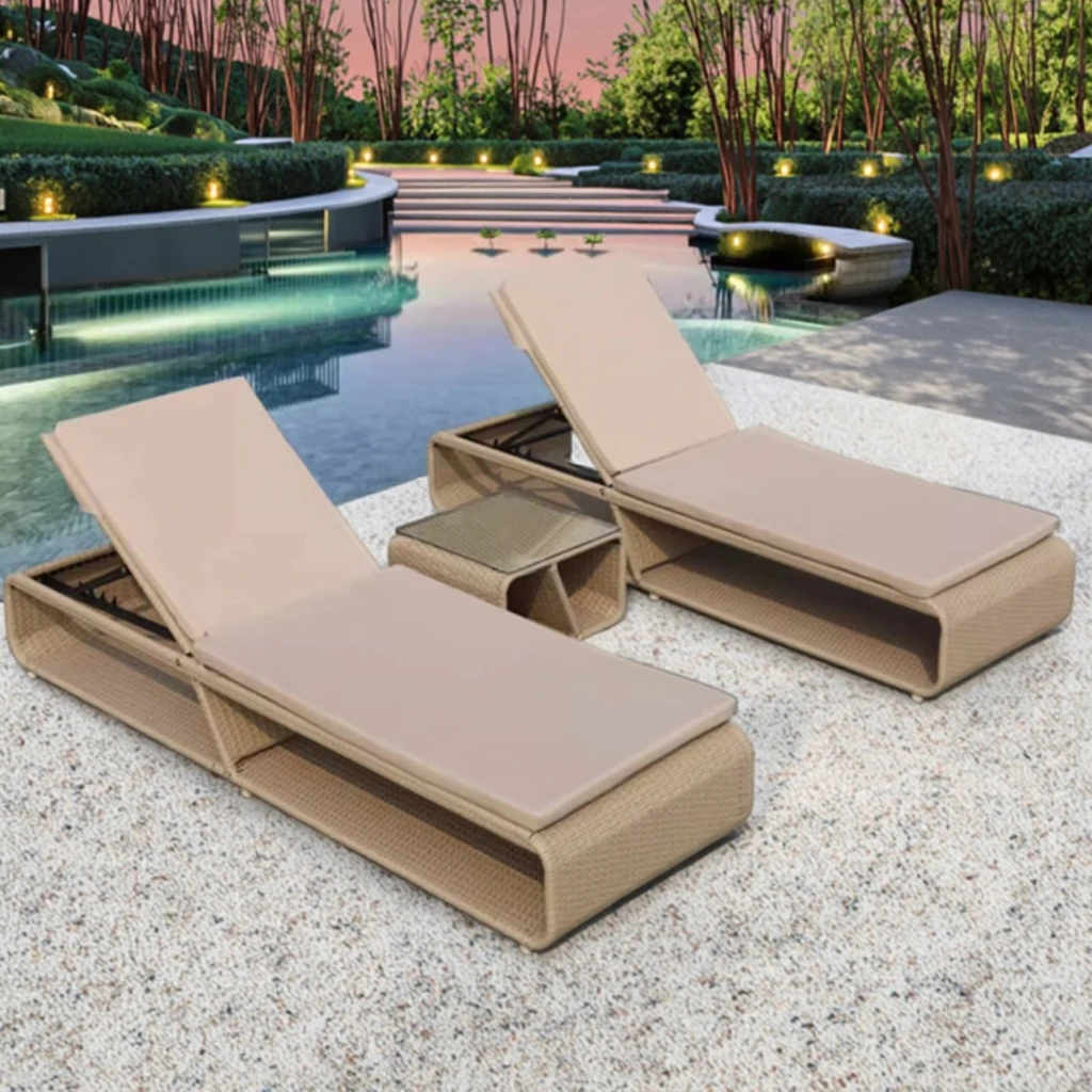 Adjustable Outdoor Camping Chair  Sunlounger Bed Beach Chair for Hotel Garden