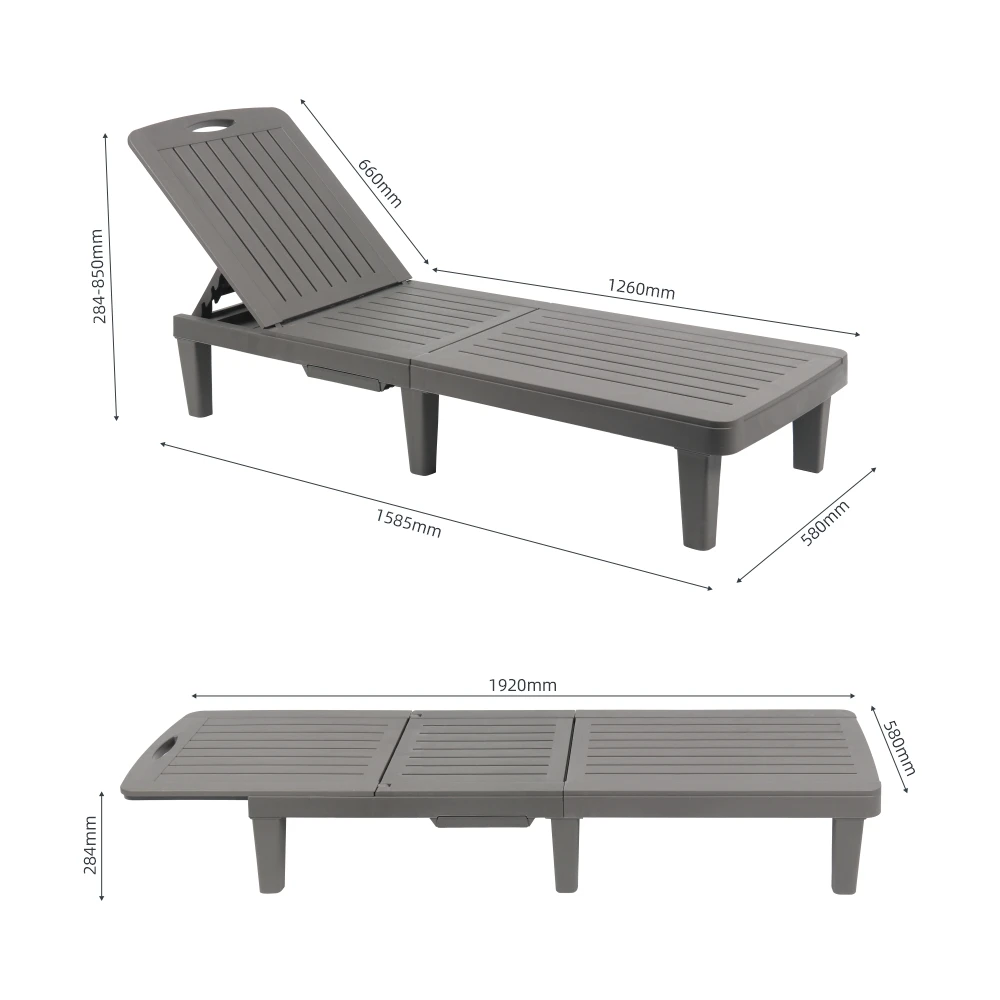 Multipurpose Folding Plastic Sun Lounger - Garden Poolside Beach Outdoor Chair