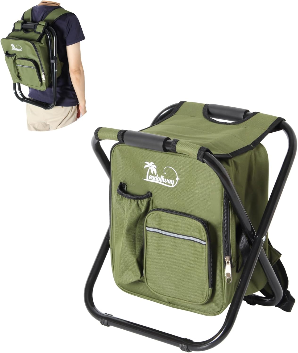  Fishing Chair with Cooler Bag Compact Fishing Stool Foldable Camping Chair