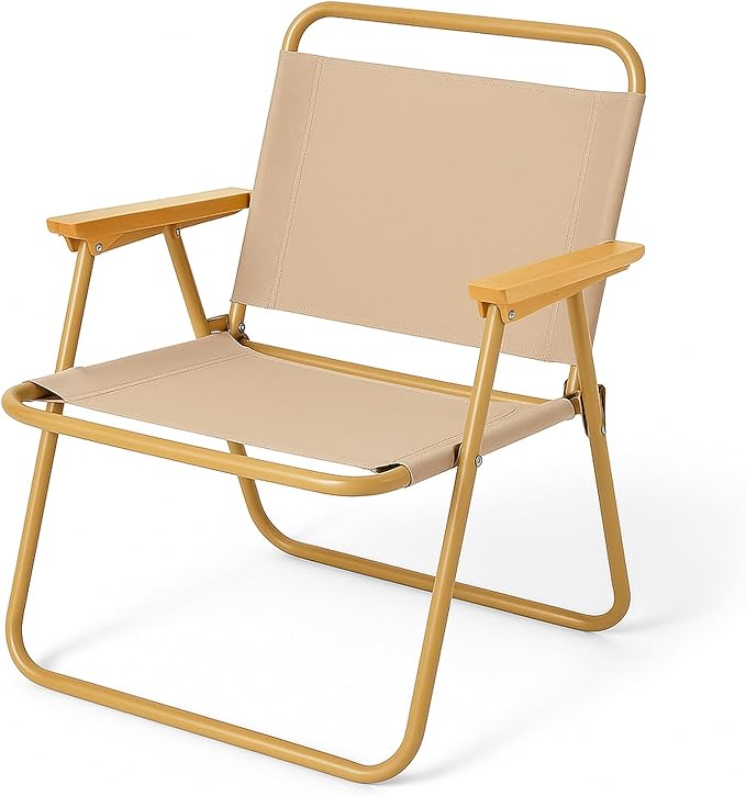 Camping Chair Lightweight Folding Lawn Chairs Support Up to 330lbs, Portable Outdoor Patio Chair for Camping, Fishing, Beach, and Sports, Khaki