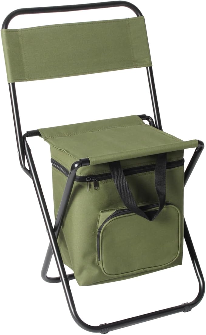  Fishing Chair with Cooler Bag Compact Fishing Stool Foldable Camping Chair