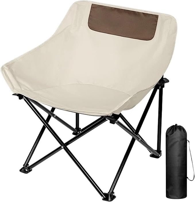 Ultralight Folding Camping Chair, 450 lbs Capacity, Off-white, Solid, Adult, Outdoor, Beach, Lawn, Campground