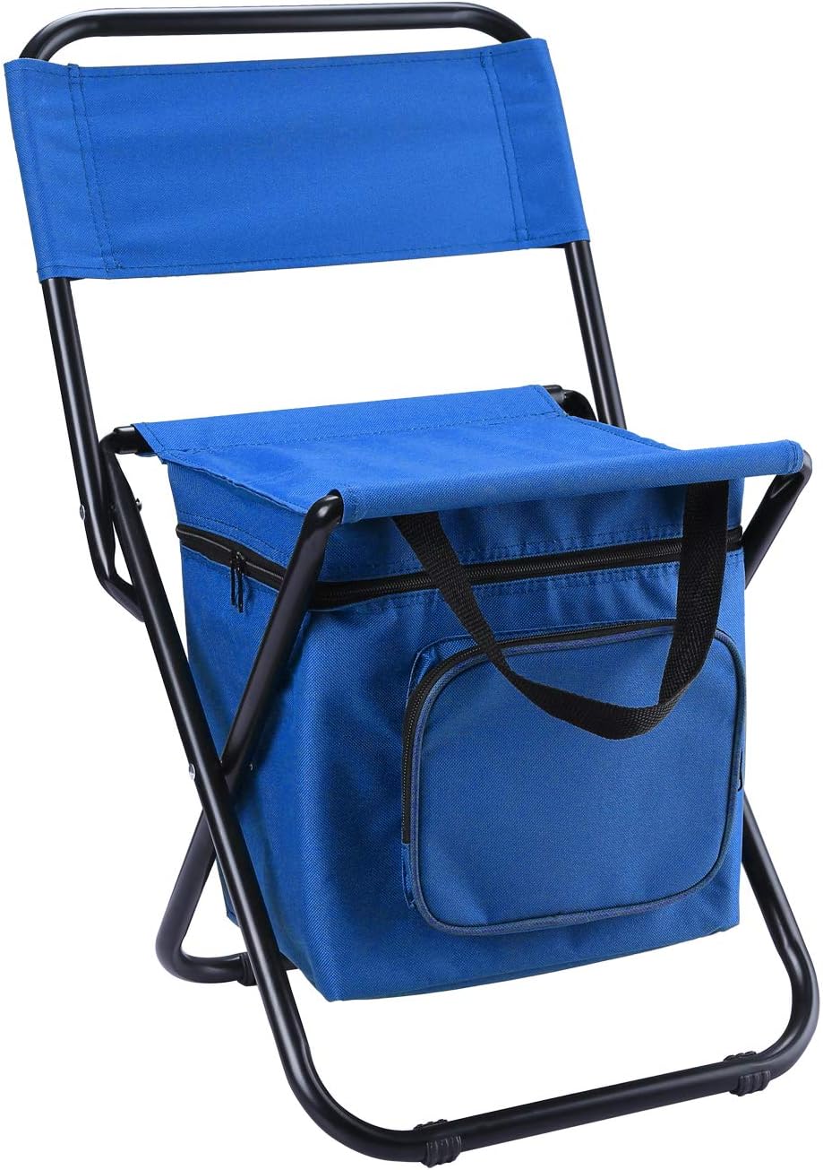  Fishing Chair with Cooler Bag Compact Fishing Stool Foldable Camping Chair