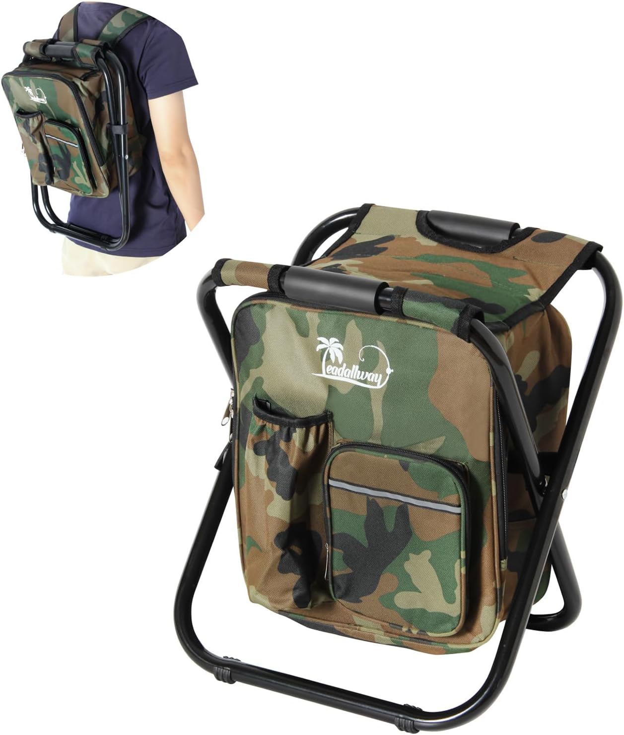  Fishing Chair with Cooler Bag Compact Fishing Stool Foldable Camping Chair