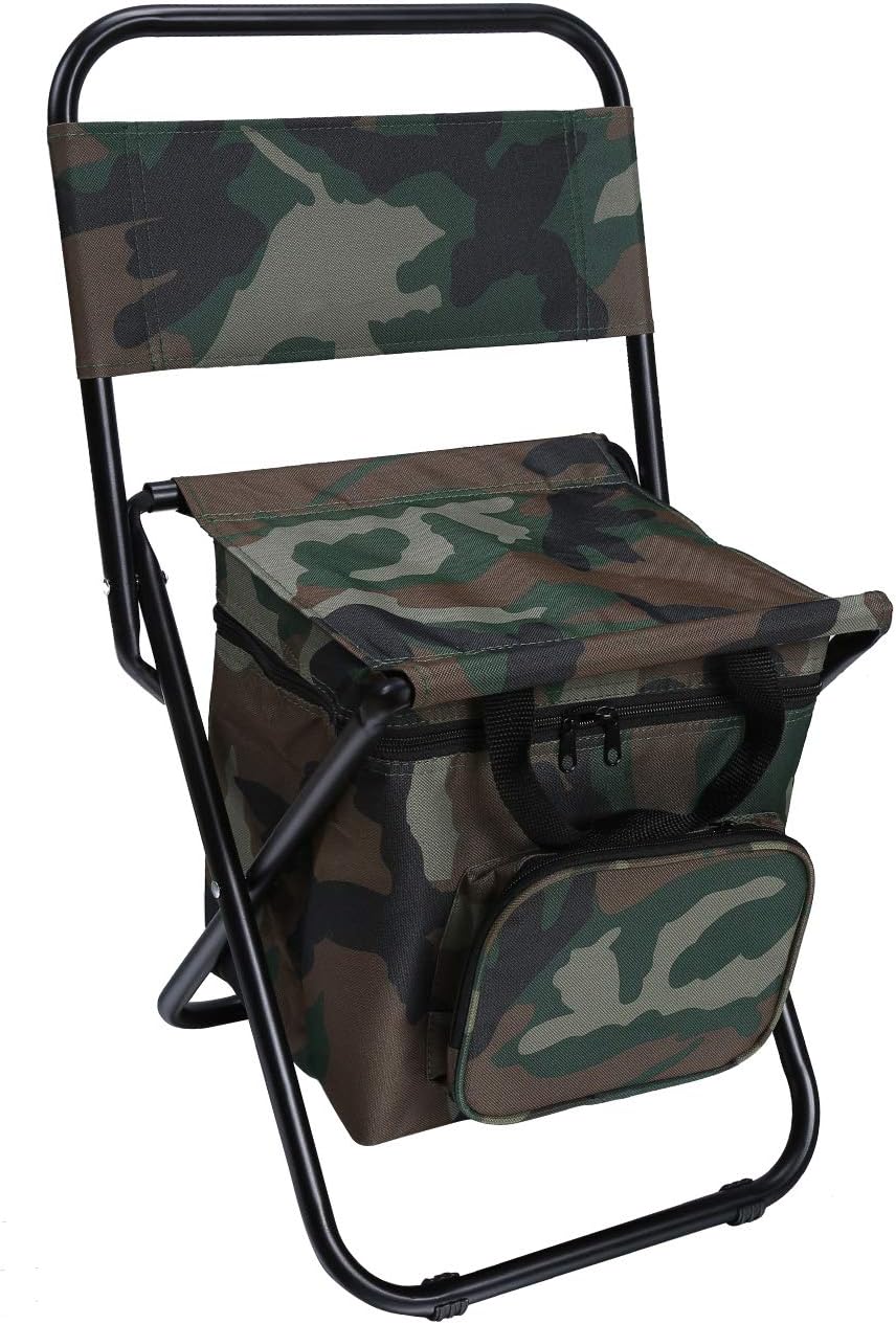  Fishing Chair with Cooler Bag Compact Fishing Stool Foldable Camping Chair