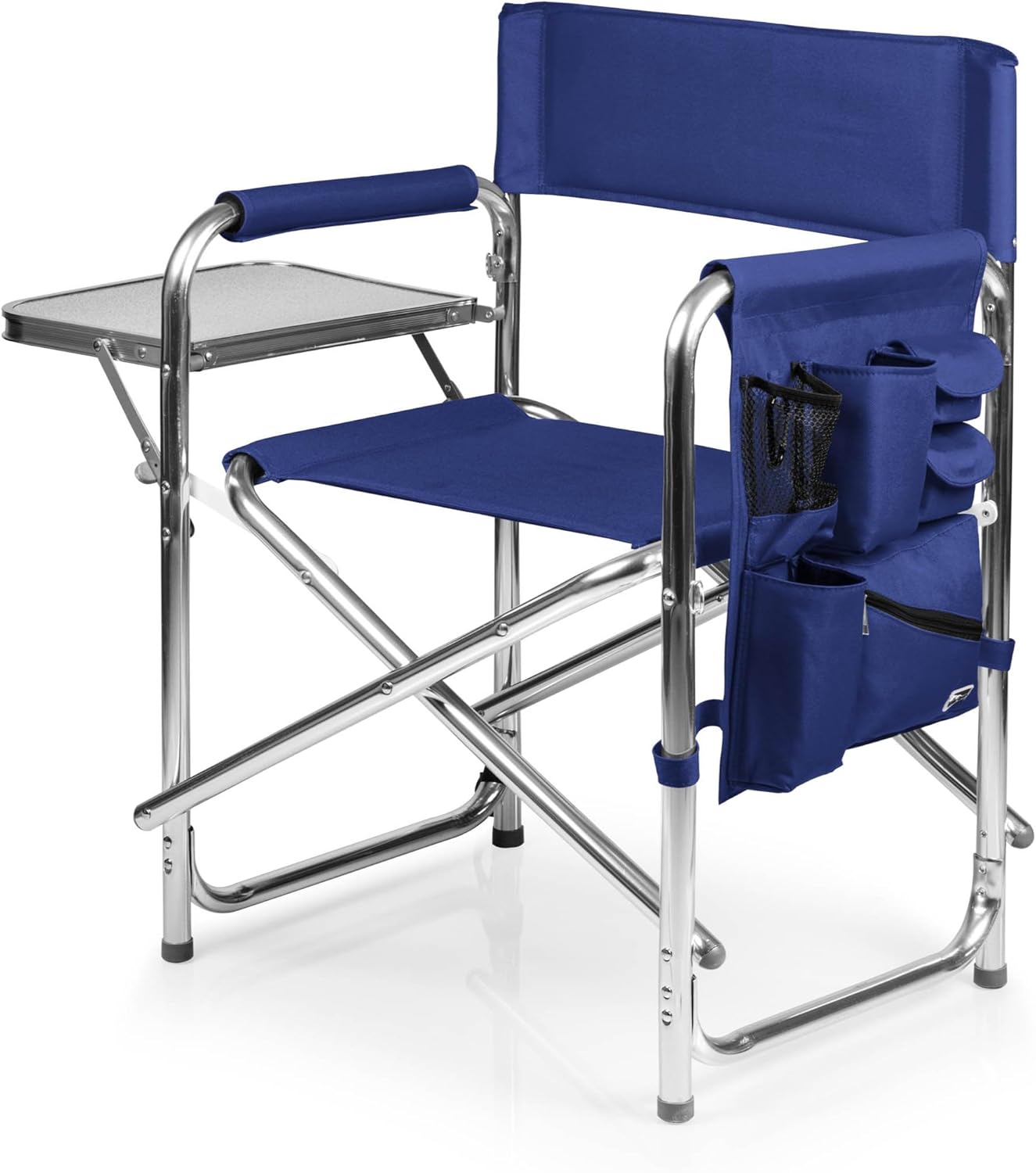 Sports Chair with Side Table, Outdoor Foldable Padded Adult Camping Chairs with Cup and Accessory Panel for Lawn, Beach, & Sports Use for Adults, up to 300-lbs Capacity, (Hunter Green)