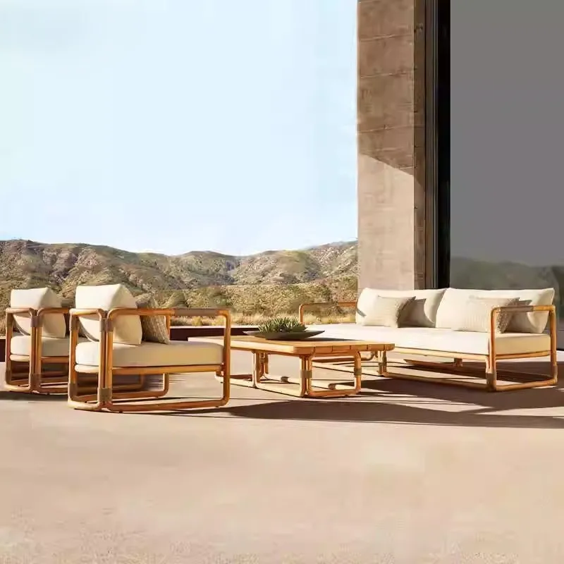 Outdoor Teak Table and Chairs Waterproof Sunproof Set Leisure Balcony Garden Terrace Courtyard Anti-Corrosion Solid Wood