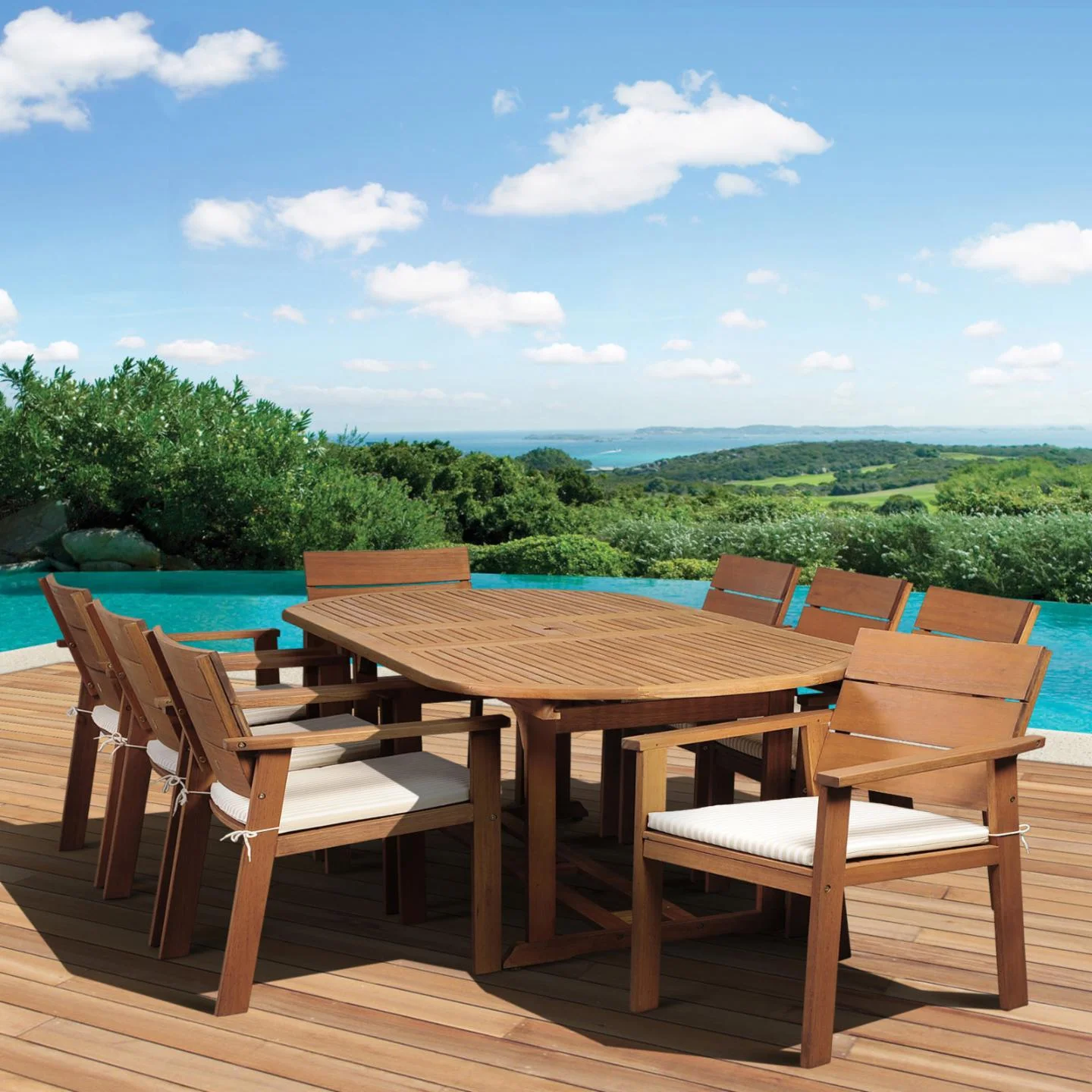 Outdoor Patio Garden Sets Teak Furniture Dining Table and Chairs