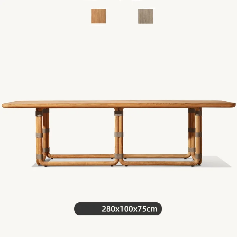 Outdoor Teak Table and Chairs Waterproof Sunproof Set Leisure Balcony Garden Terrace Courtyard Anti-Corrosion Solid Wood