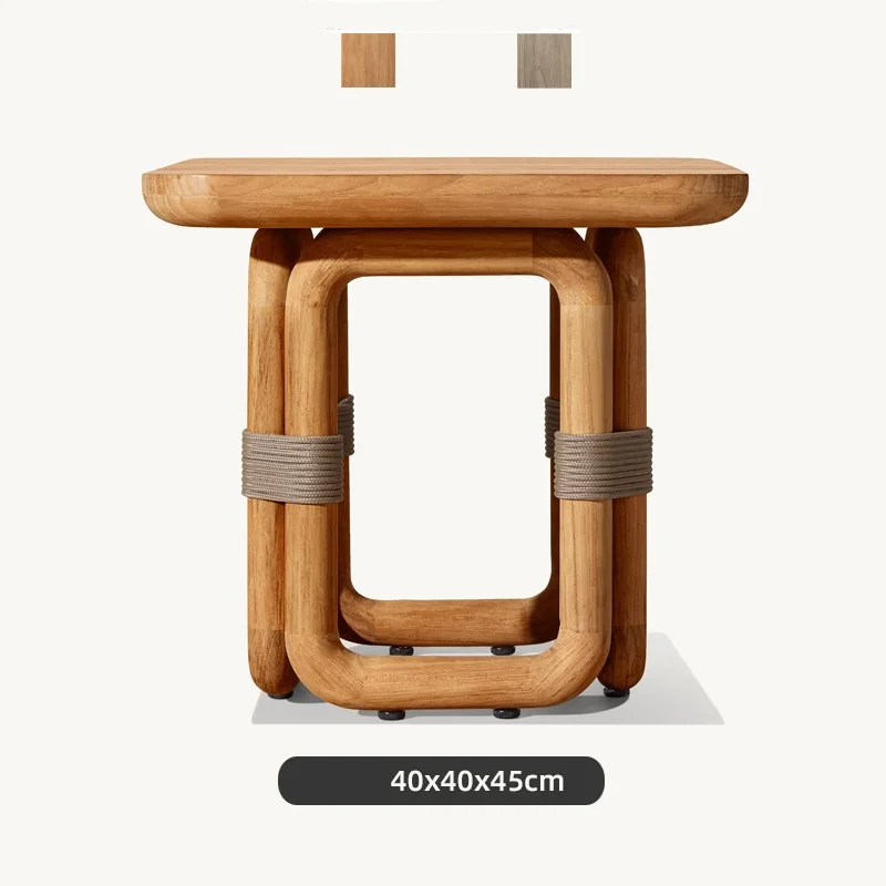 Outdoor Teak Table and Chairs Waterproof Sunproof Set Leisure Balcony Garden Terrace Courtyard Anti-Corrosion Solid Wood