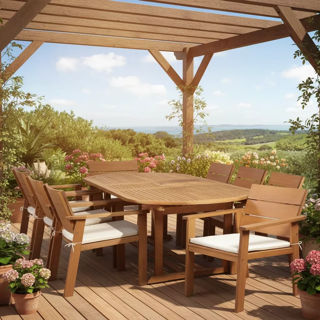 Outdoor Patio Garden Sets Teak Furniture Dining Table and Chairs