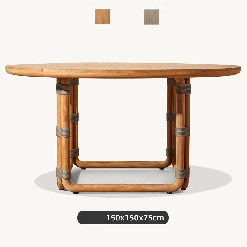 Outdoor Teak Table and Chairs Waterproof Sunproof Set Leisure Balcony Garden Terrace Courtyard Anti-Corrosion Solid Wood