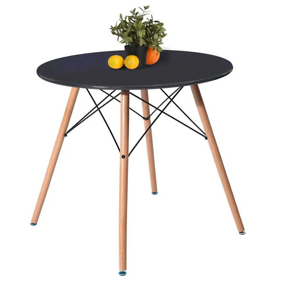 Wholesale Bulk Commercial Modern Round Cafe Side Table Bistro Table Black Top Wood Legs for Cafe Restaurant