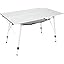 Outdoor Folding Portable Picnic Camping Table with Adjustable Height Aluminum Roll Up Table Top Mesh Layer, Silver