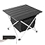 Portable Camping Table with Aluminum Table Top, Folding Beach Table Easy to Carry, Prefect for Outdoor, Picnic, BBQ, Cooking, Festival, Beach, Home Use (Black-S)
