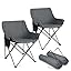  Outdoor Camping Chair for Adult, Large Portable Folding Moon Chairs with Carry Bag for Patio Beach, Fishing, Lawn and More Outdoor Sports, 600D Oxford Fabric & Heavy Duty Steel (2, Grey)