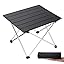 Portable Camping Table with Aluminum Table Top, Folding Beach Table Easy to Carry, Prefect for Outdoor, Picnic, BBQ, Cooking, Festival, Beach, Home Use (Black-S)