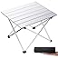 Portable Camping Table with Aluminum Table Top, Folding Beach Table Easy to Carry, Prefect for Outdoor, Picnic, BBQ, Cooking, Festival, Beach, Home Use (Black-S)