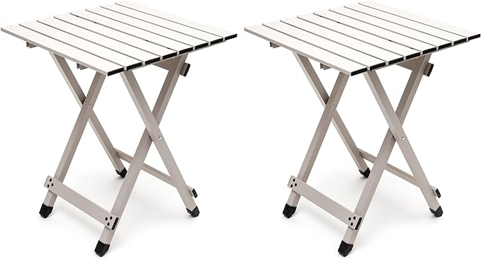 Folding Camping Table - Lightweight Aluminum Portable Picnic Table, 18.5x18.5x24.5 Inch for Cooking, Beach, Hiking, Travel, Fishing, BBQ, Indoor Outdoor Small Foldable Camp Tables